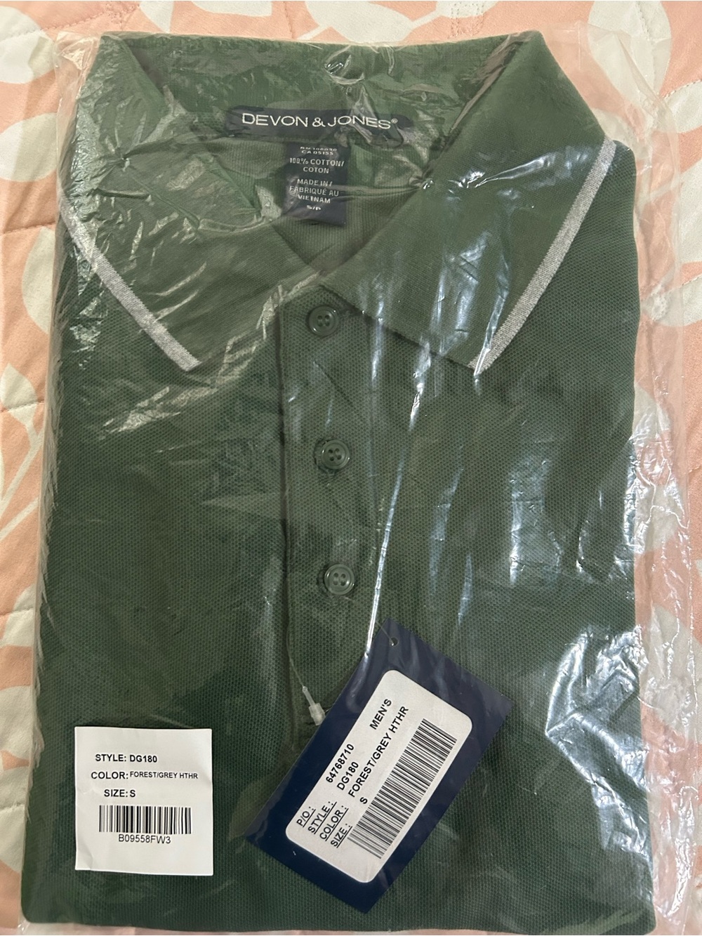 Devon & Jones Men's Forest Green Polo